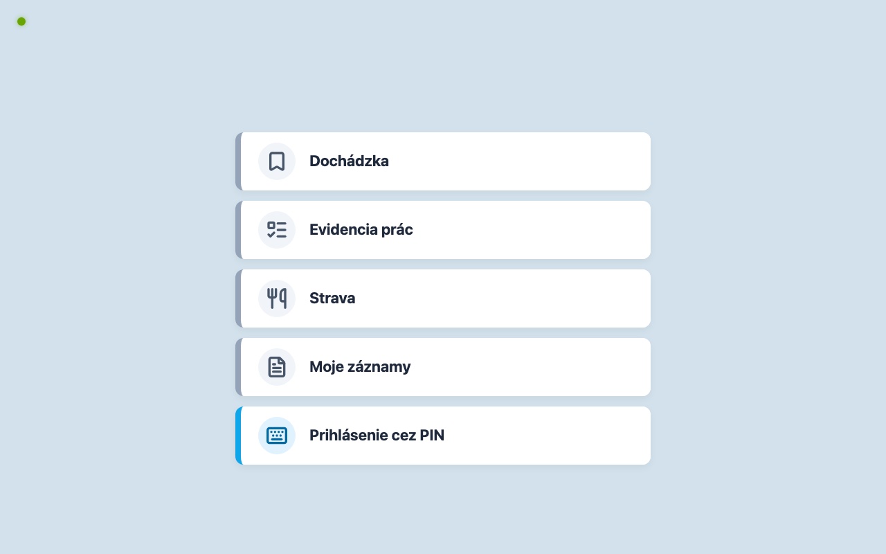 Prihlasovací terminál dochadzka.online na tablete