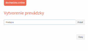 Vytvorenie prevádzky